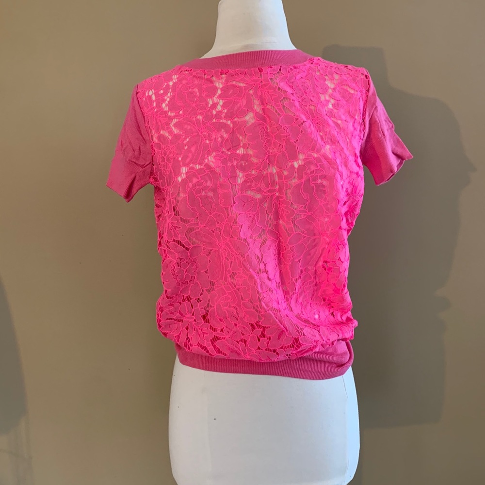 hot pink floral lace t-shirt